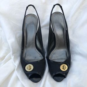 Coach Signature Logo Open Toe Pump Heel Shoes